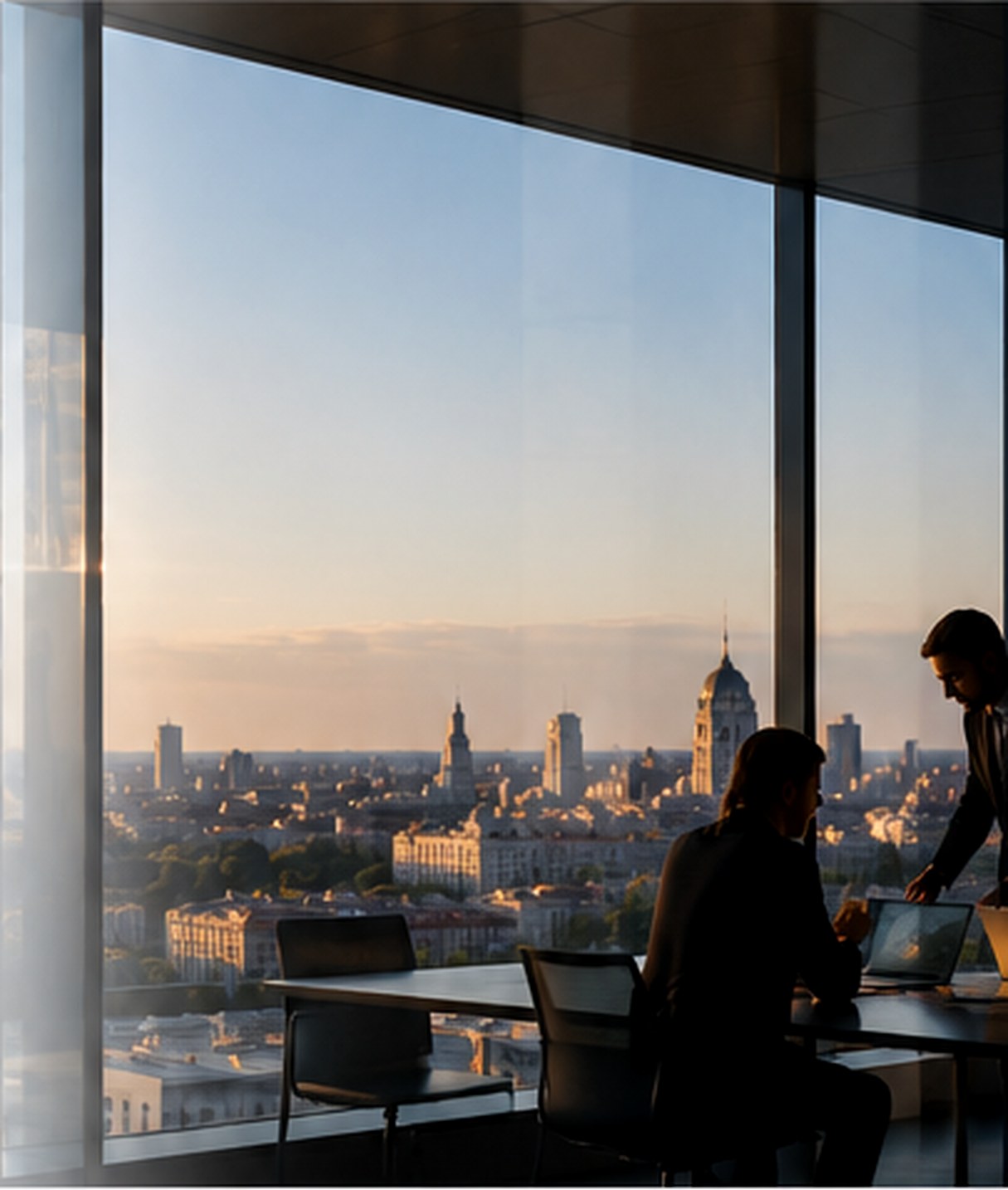 Enterprise technology team overlooking a European city